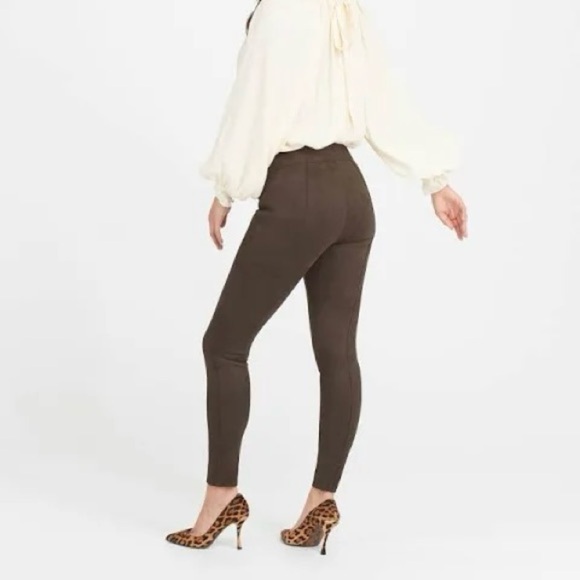 SPANX Faux Suede Leggings in Chocolate Brown Size S - Picture 2 of 9